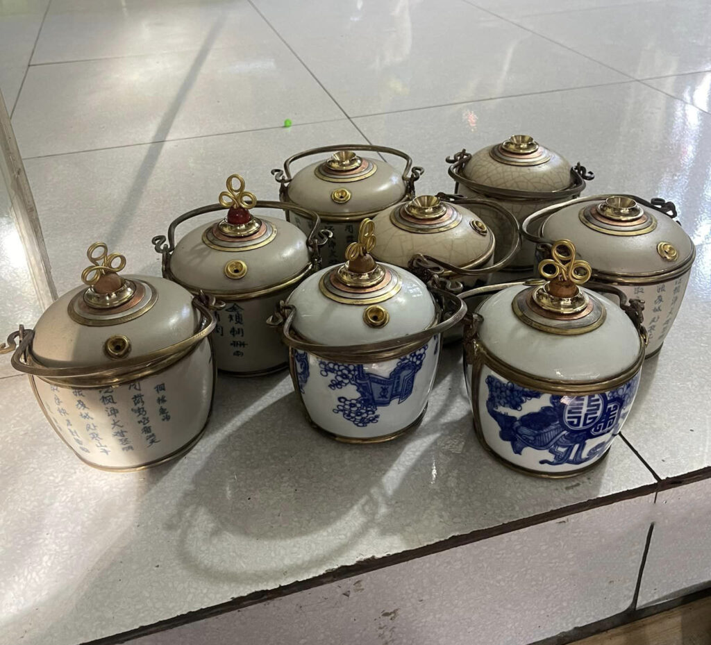 Điếu bát sứ men rạn tô gỗ mít DB01