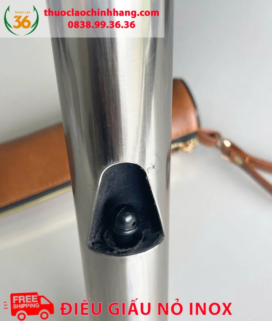 Điếu Cày Rút Giấu Nõ Inox 304 Chống Tràn, Chống Đổ Nước Tặng Kèm Bao Da Cao Cấp