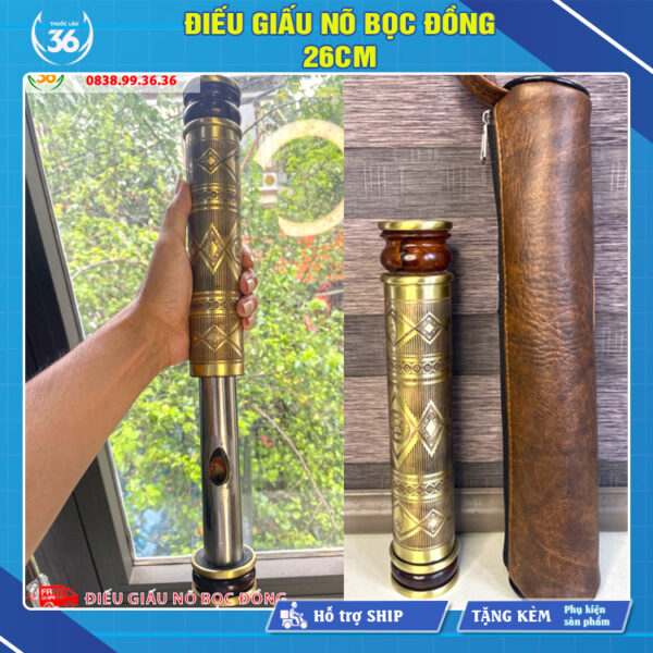 Điếu Giấu Nõ Bọc Đồng 26cm