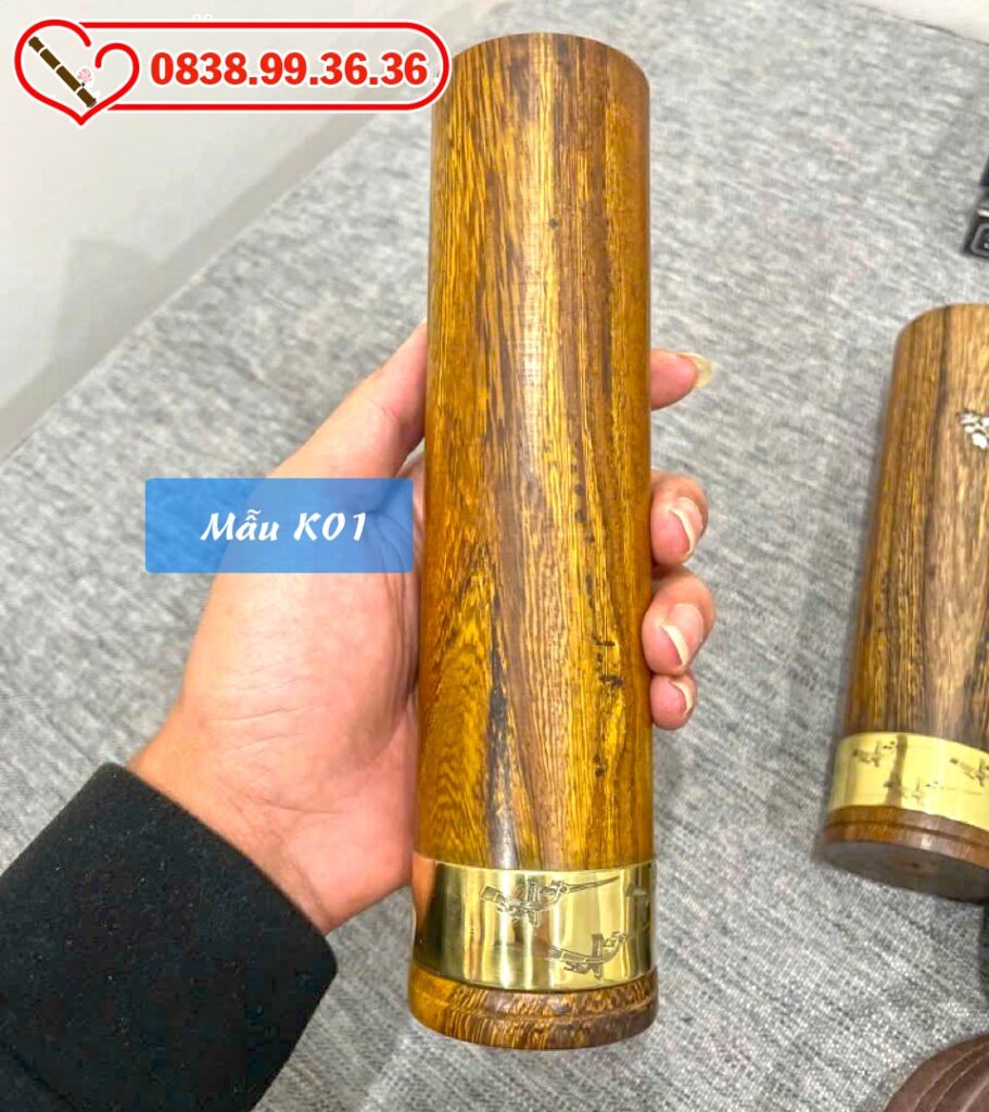 Điếu Âm Nõ Mini Gỗ Muồng 20cm - K01 Trơn - Không Khảm Trai