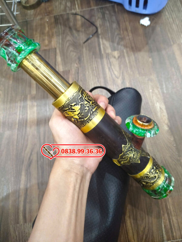 Điếu Trúc Mini Rút Miệng Nõ Ngọc 27cm Xanh - M31